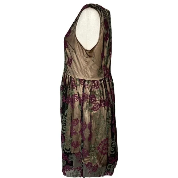 Sundance Lucky In Love Sleeveless Dress Size 10 Black Tulle Embroidered Overlay - Picture 7 of 16